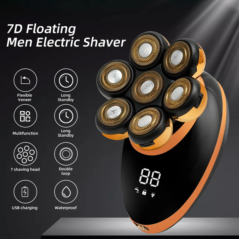 7D Electric Shaver for Men – Bald Head & Beard Trimmer