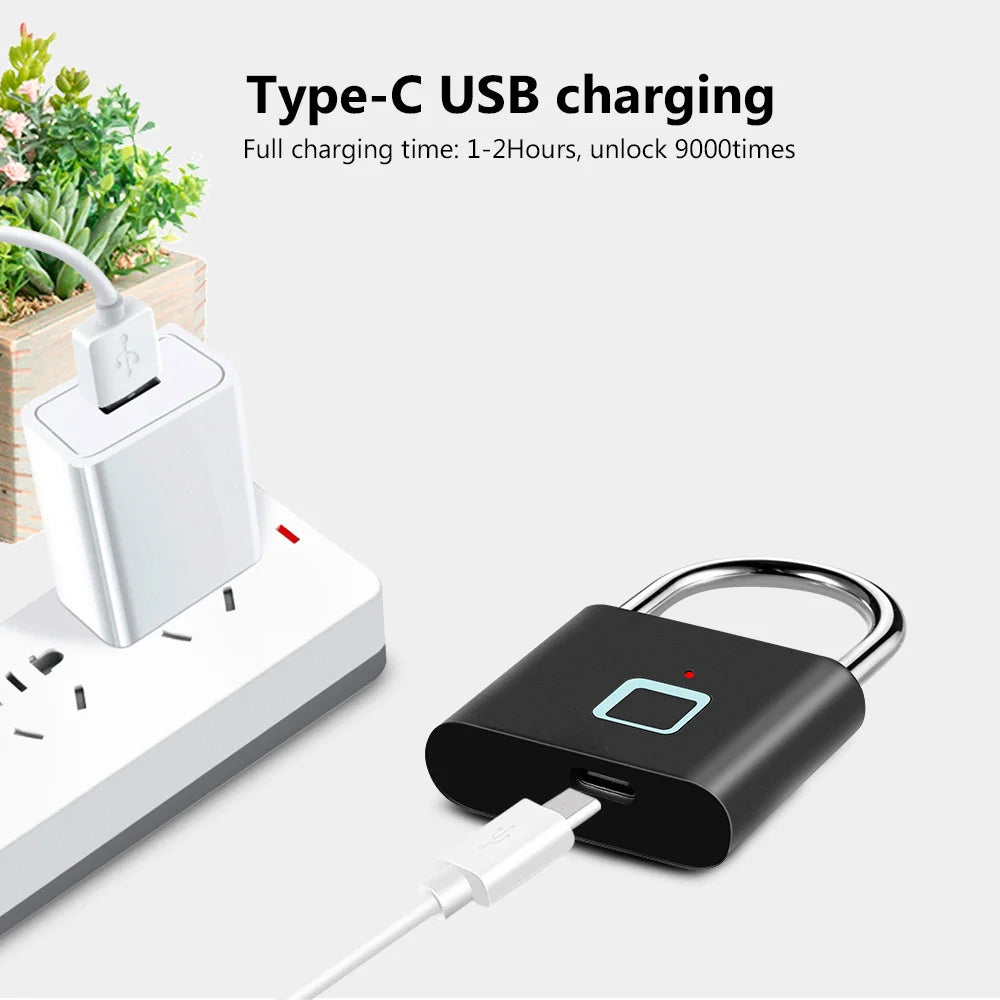 KERUI Smart Fingerprint Padlock – USB Rechargeable Waterproof Anti-Theft Lock