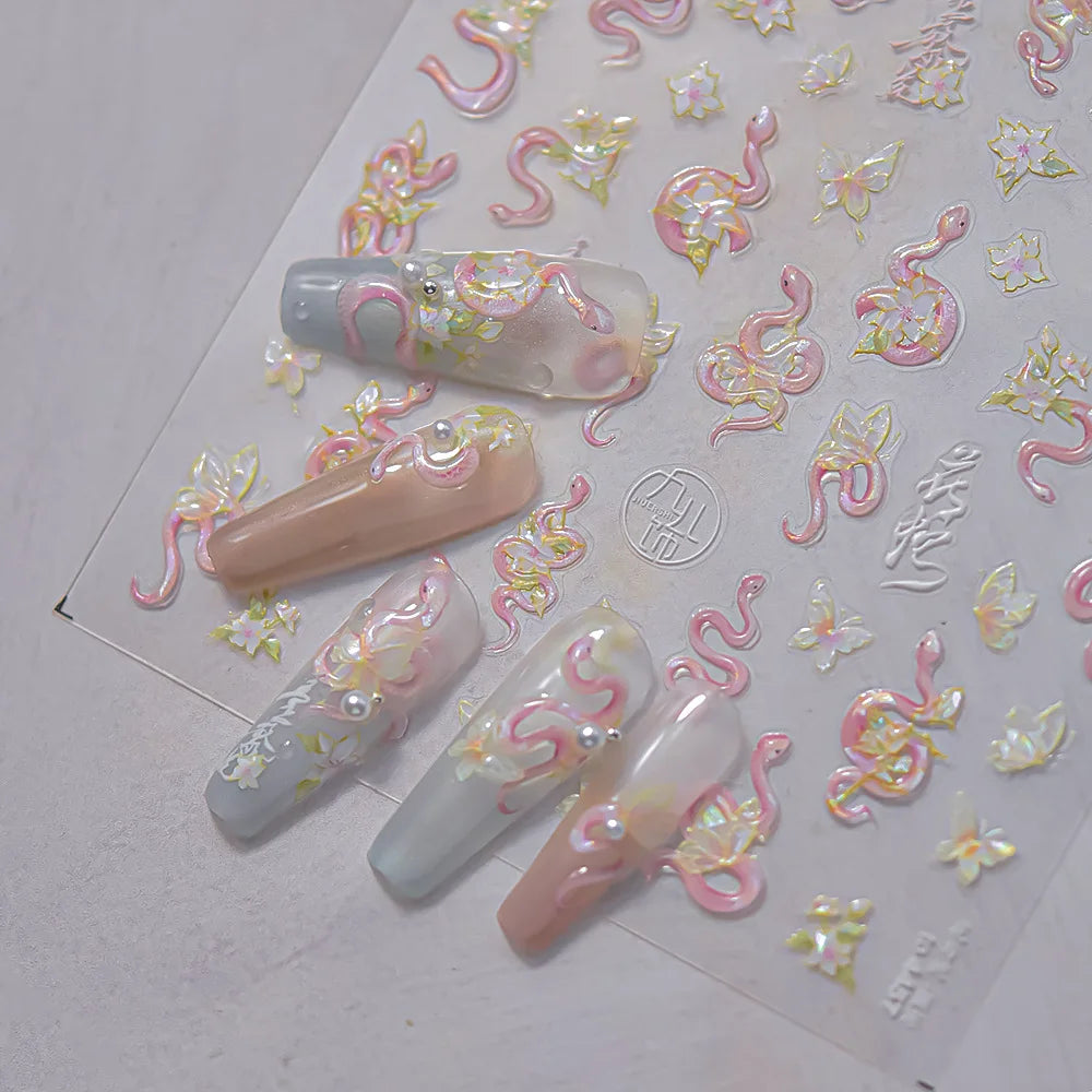 3D Jelly Flower Butterfly Nail Art Stickers T-4204