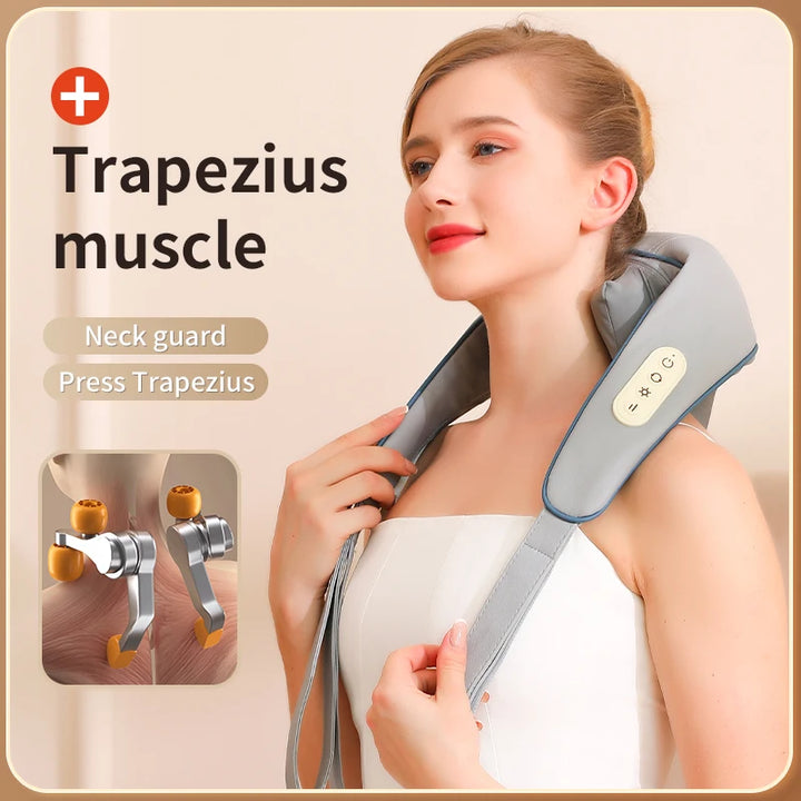 6D Neck & Shoulder Massage Shawl – Heated Kneading Wearable Massager