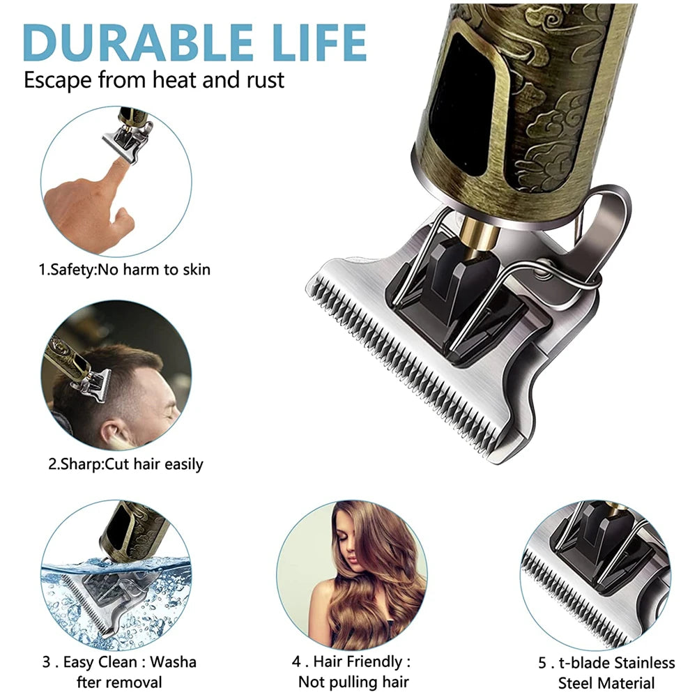 T9 LCD Electric Hair Trimmer – Precision Carving & Shaving Clipper for Men