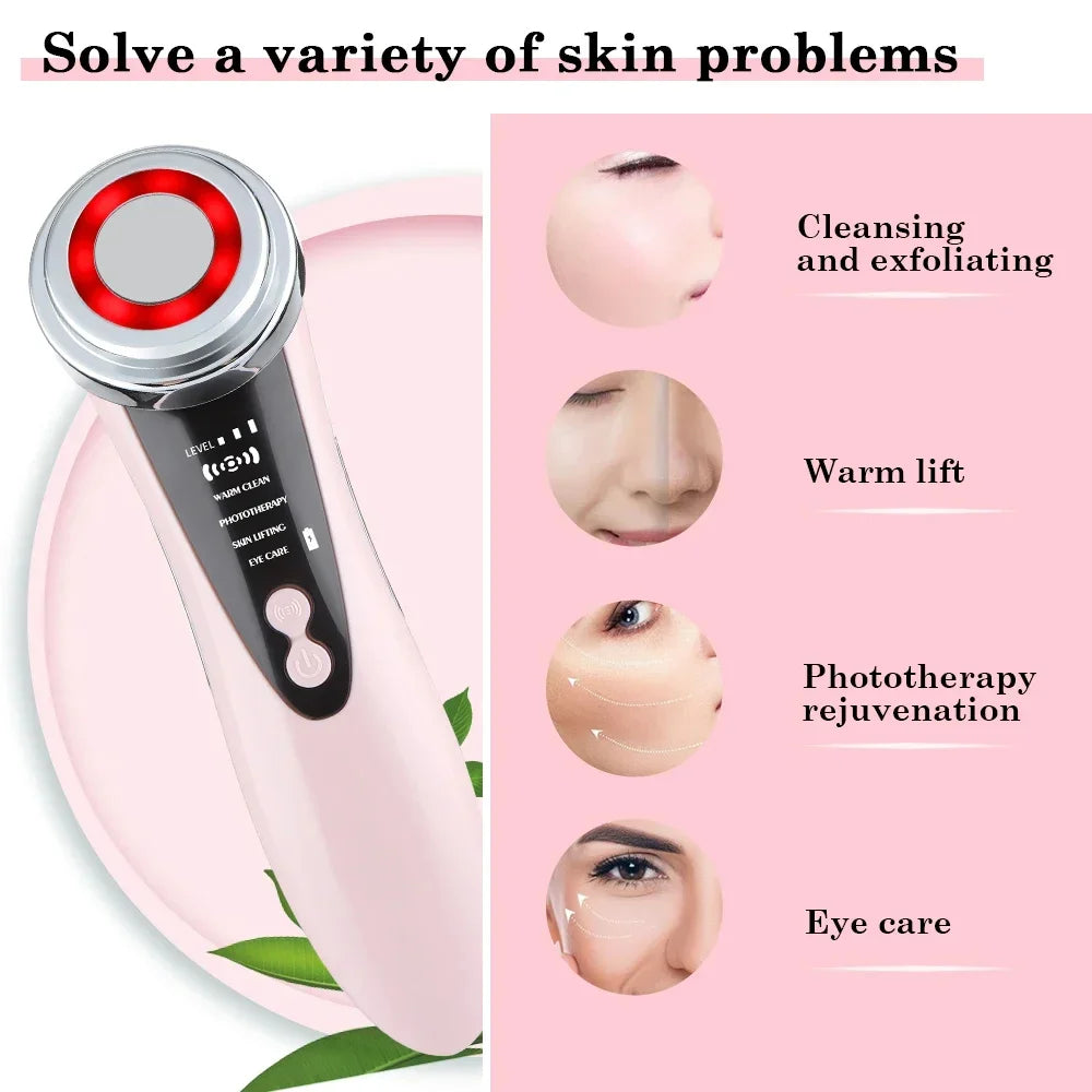 5-in-1 Facial Massager – LED Therapy, Eye Care & Skin Smoothing (USB Rechargeable)
