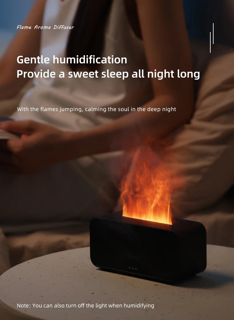 Flame Effect Aromatherapy Humidifier – Mini LED Diffuser with Timer