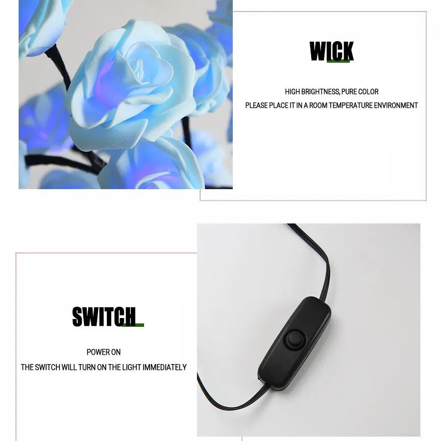 24-LED Rose Tree Lamp – USB Fairy Light Night Lamp for Home & Events