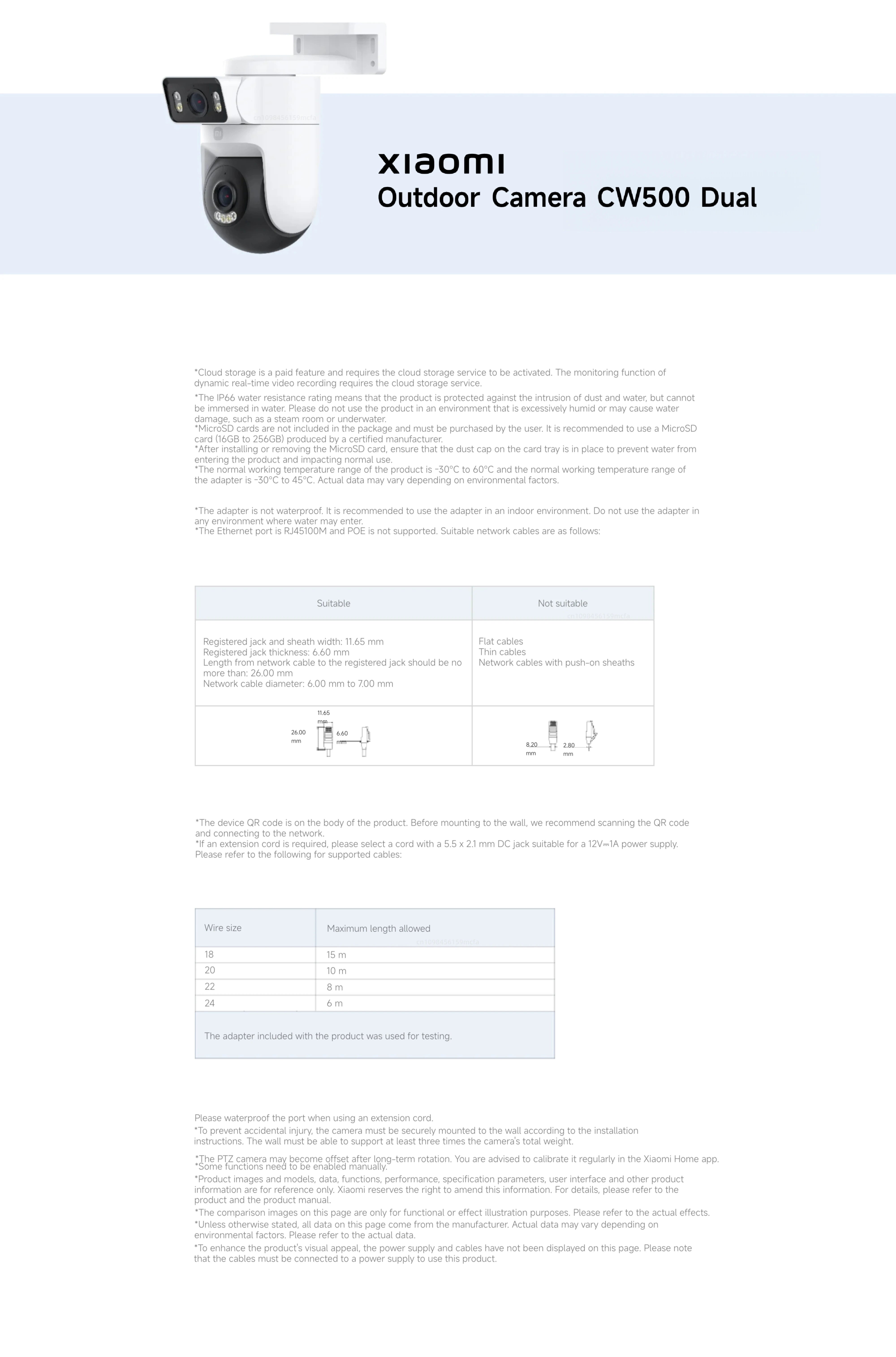 Xiaomi Outdoor CW500 Dual Camera – IP66 Smart CCTV with AI Detection & Night Visione