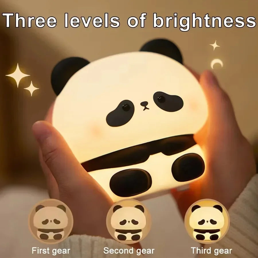 Cute Cartoon Panda LED Night Light – USB Rechargeable Bedside Lamp