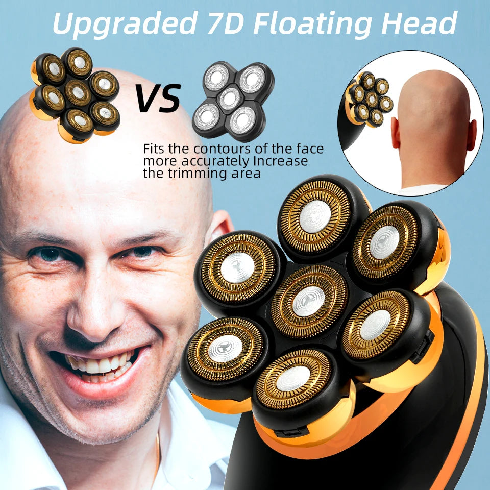 7D Electric Shaver for Men – Bald Head & Beard Trimmer