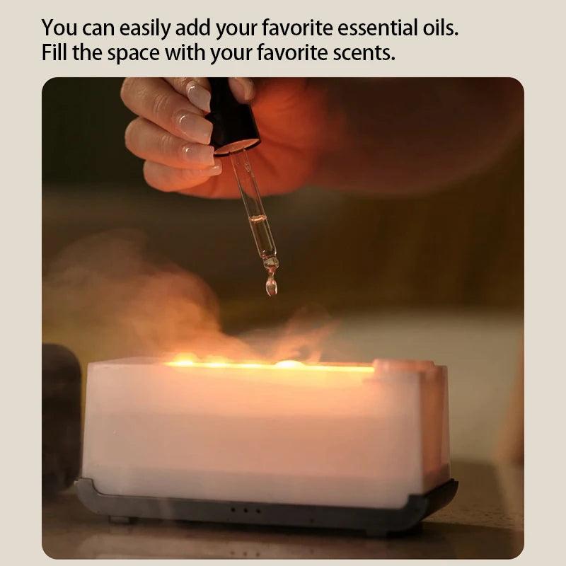 Flame Effect Aromatherapy Humidifier – Mini LED Diffuser with Timer