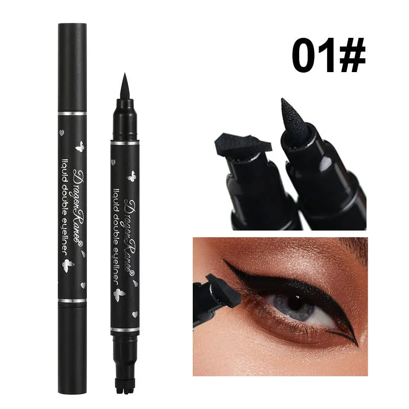 2-in-1 Eyeliner Pen with Star & Moon Stamp – Waterproof Black Liquid Liner