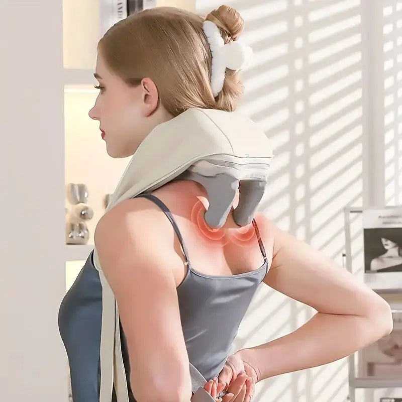 6D Neck & Shoulder Massage Shawl – Heated Kneading Wearable Massager
