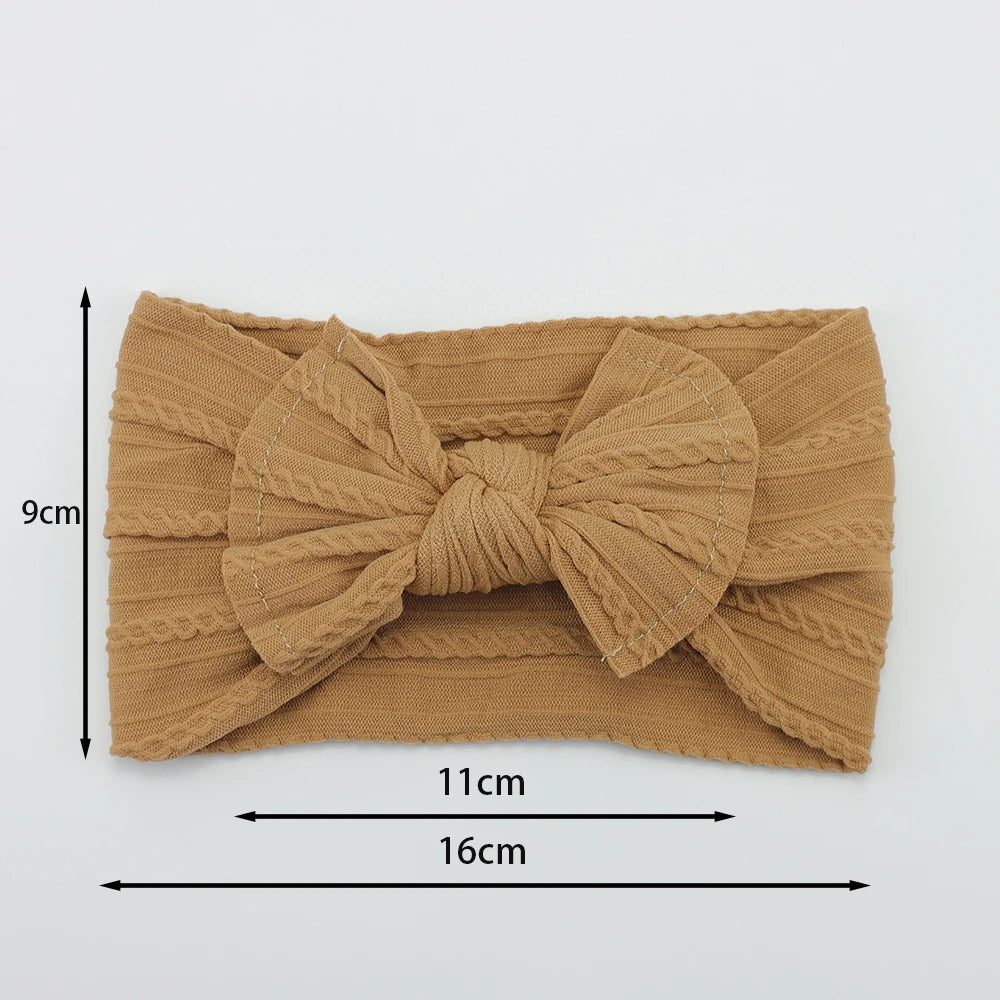 3Pcs Baby Girl Headband Set – Elastic Bows & Turban Hair Accessories