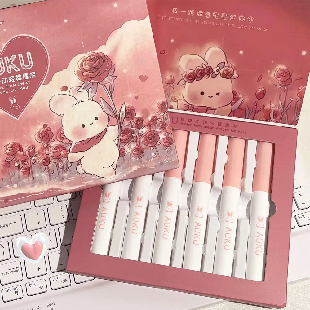 6PCS Kawaii Matte Lipstick Set - Waterproof, Long-lasting