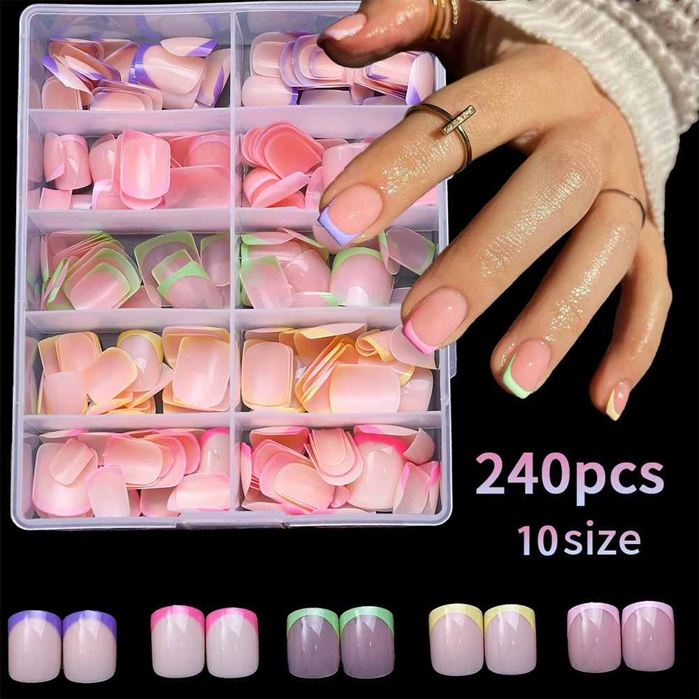 240/120pcs Colorful Short Square Press-On Nails