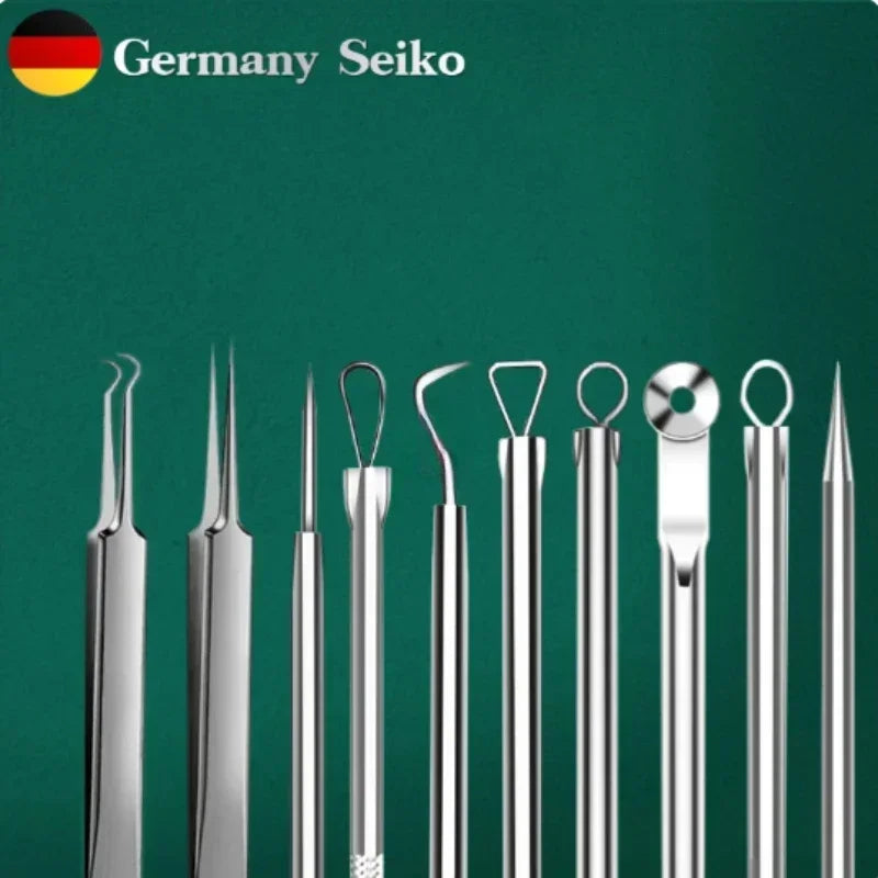1/11Pcs Blackhead & Acne Remover Tool Set – Tweezers & Extractor Kit