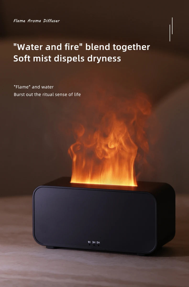 Flame Effect Aromatherapy Humidifier – Mini LED Diffuser with Timer