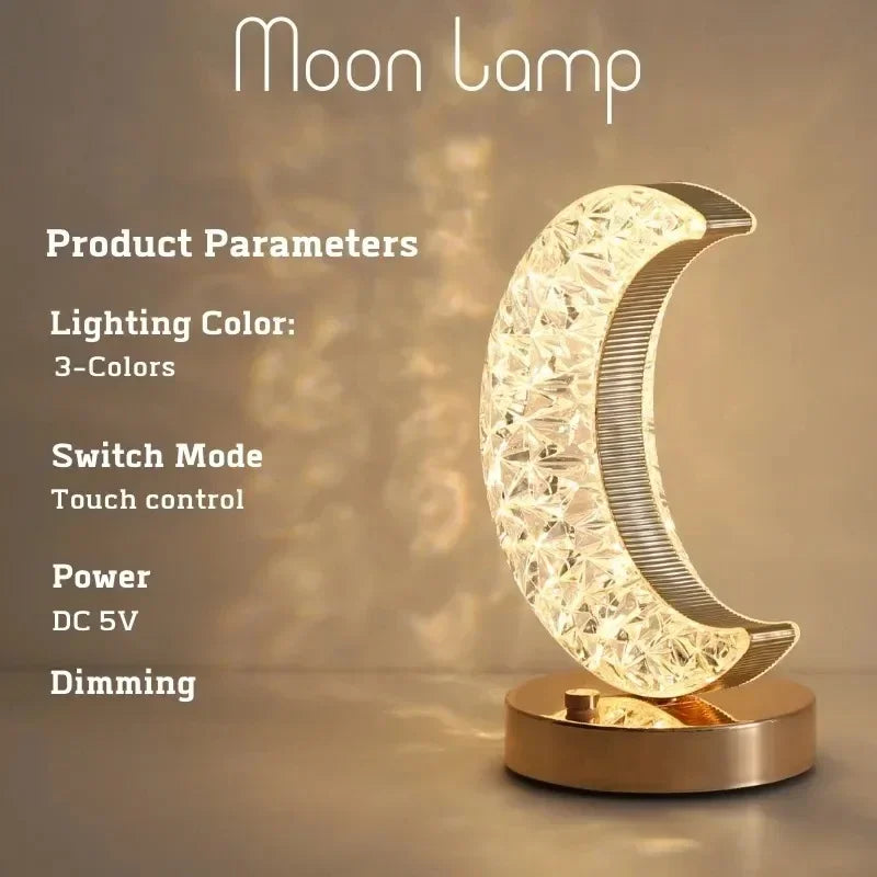 Crystal Touch Dimming Night Light – USB LED Bedside Lamp for Bedroom Décor