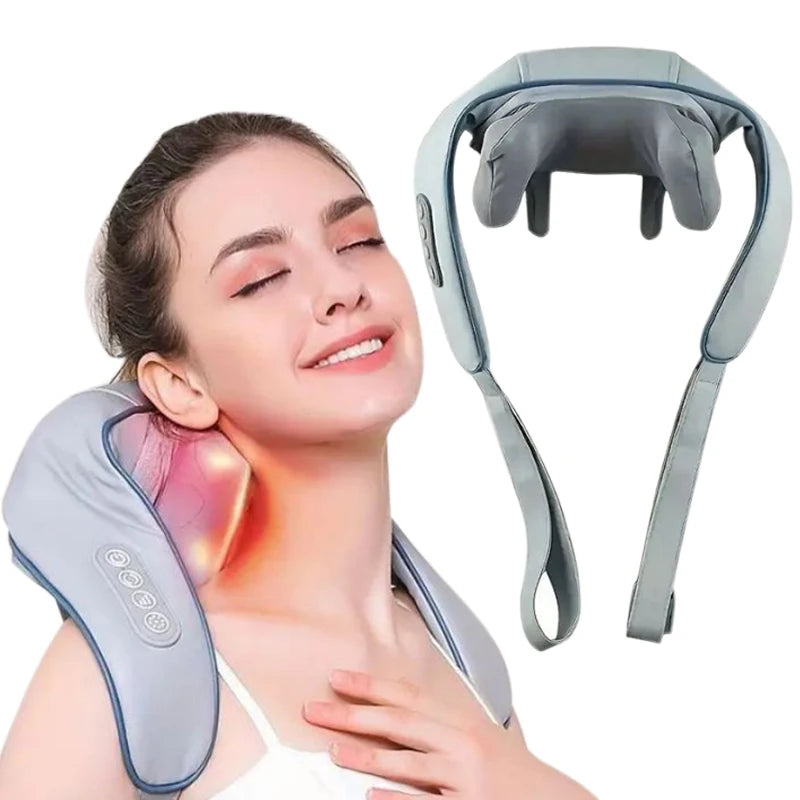 6D Neck & Shoulder Massage Shawl – Heated Kneading Wearable Massager