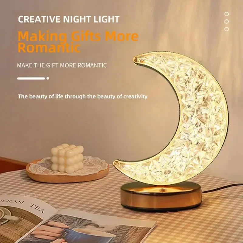 Crystal Touch Dimming Night Light – USB LED Bedside Lamp for Bedroom Décor
