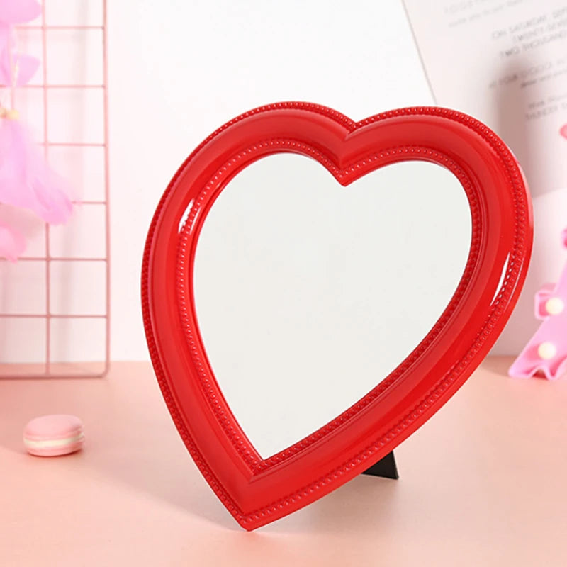 Heart-Shaped Makeup Mirror – Tabletop & Wall-Mount Dressing Mirror