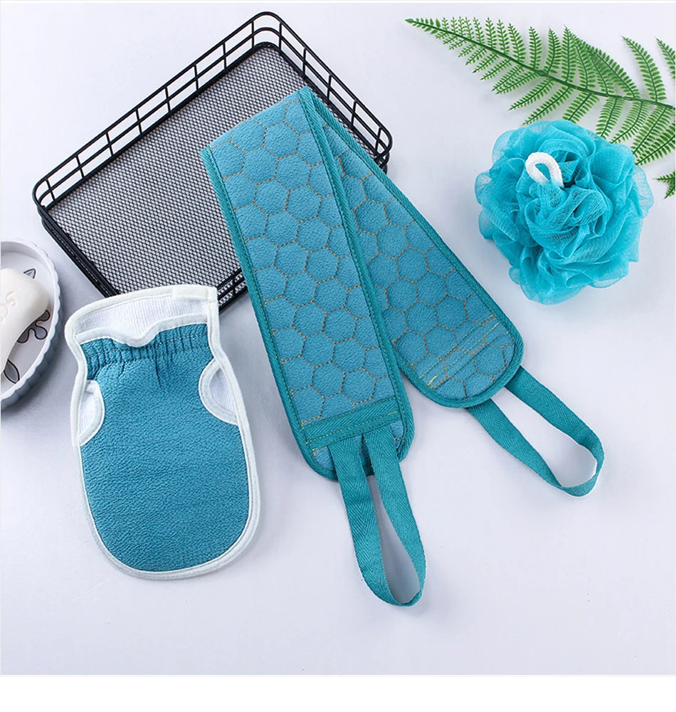 3-Piece Body Scrubber Set – Glove, Brush & Loofah