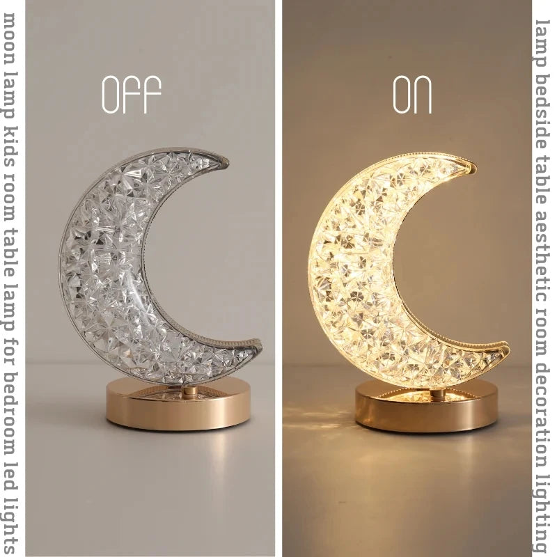 Crystal Touch Dimming Night Light – USB LED Bedside Lamp for Bedroom Décor