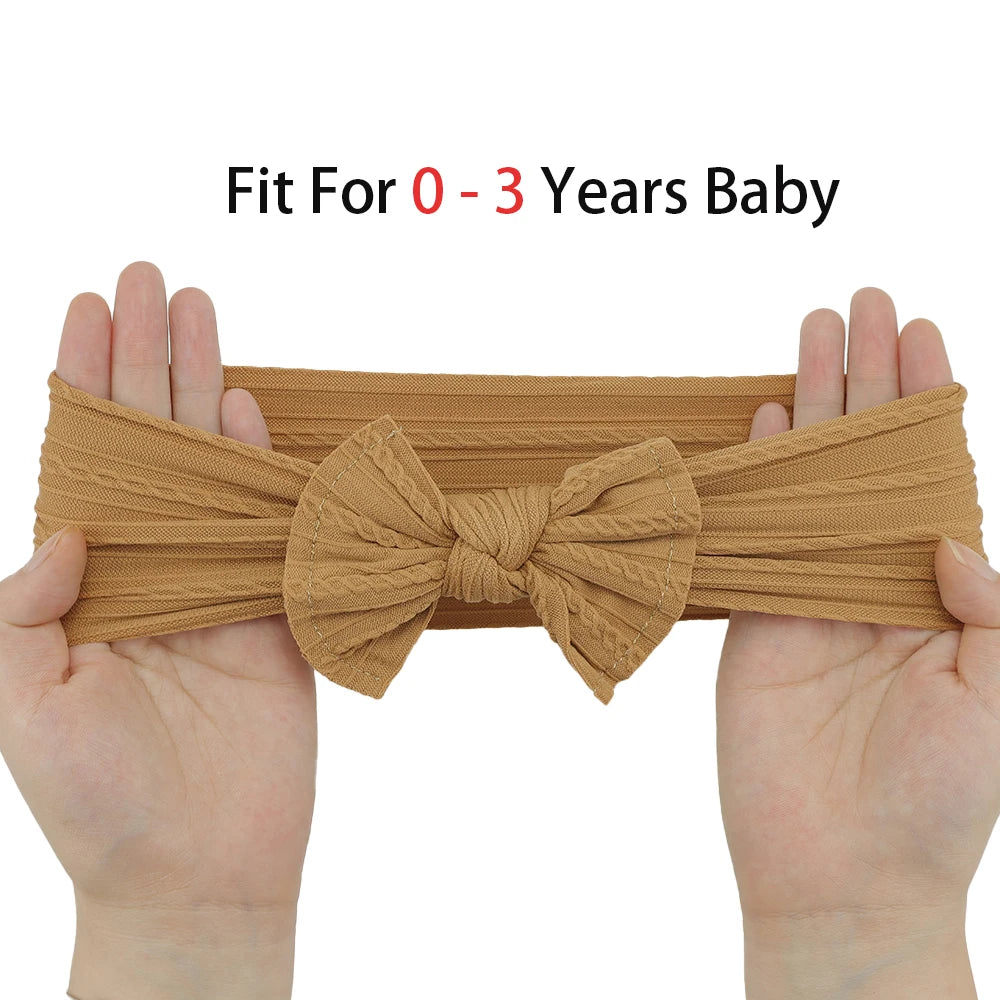 3Pcs Baby Girl Headband Set – Elastic Bows & Turban Hair Accessories