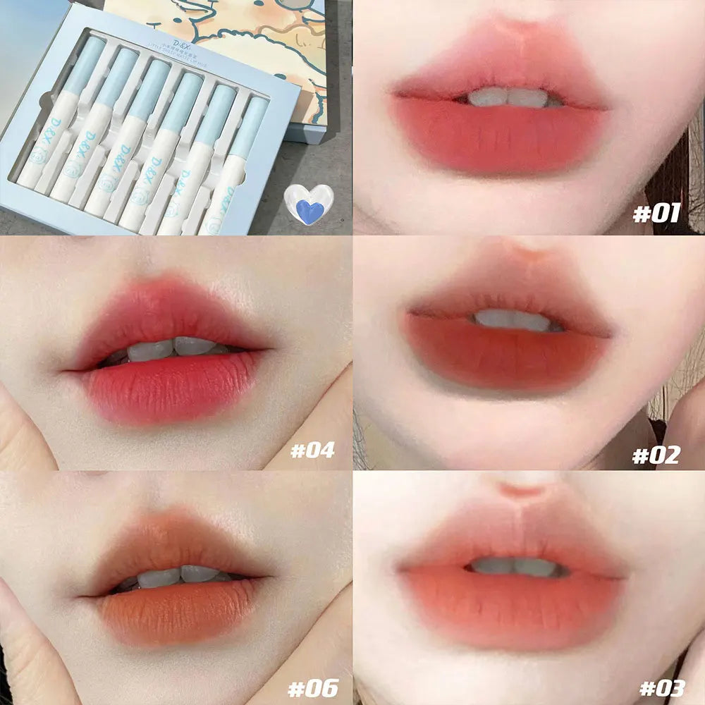 6PCS Kawaii Matte Lipstick Set - Waterproof, Long-lasting