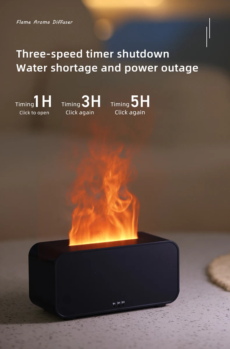 Flame Effect Aromatherapy Humidifier – Mini LED Diffuser with Timer