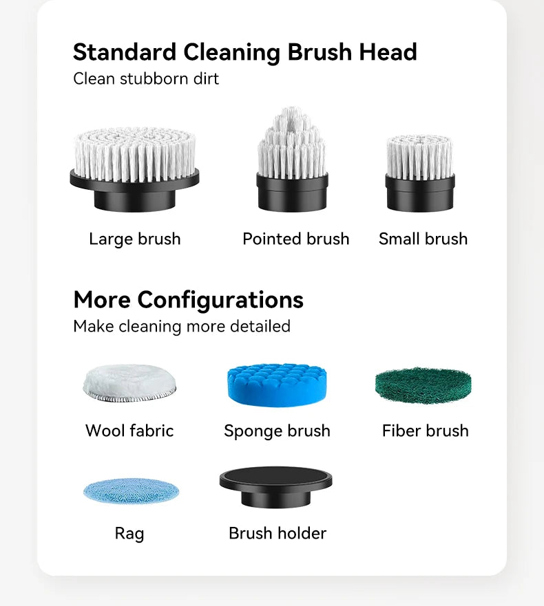 Cordless Electric Cleaning Brush – Handheld Spin Scrubber with 7 Brush Heads