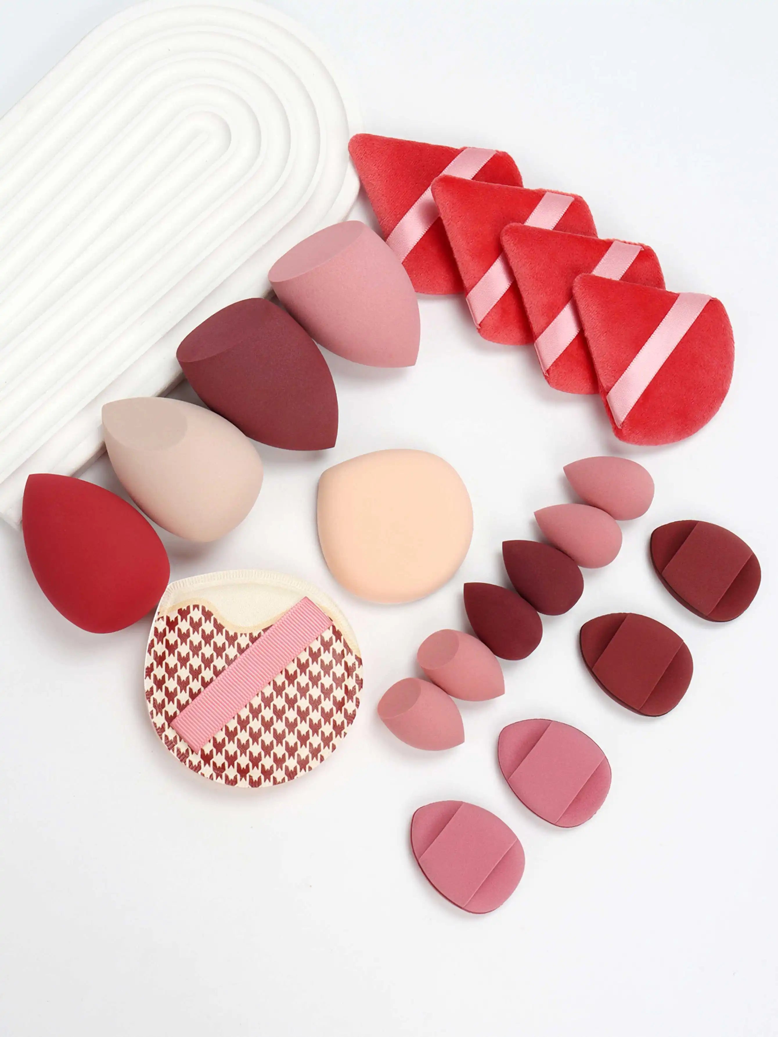 20-Piece Pink Makeup Sponge & Puff Set – For Cream, Powder & Concealer