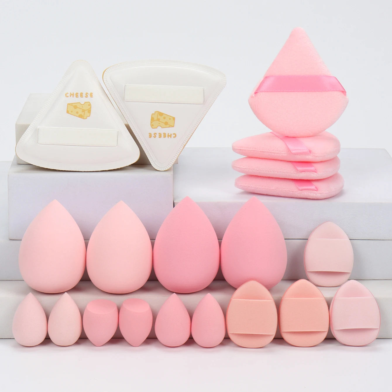 20-Piece Pink Makeup Sponge & Puff Set – For Cream, Powder & Concealer