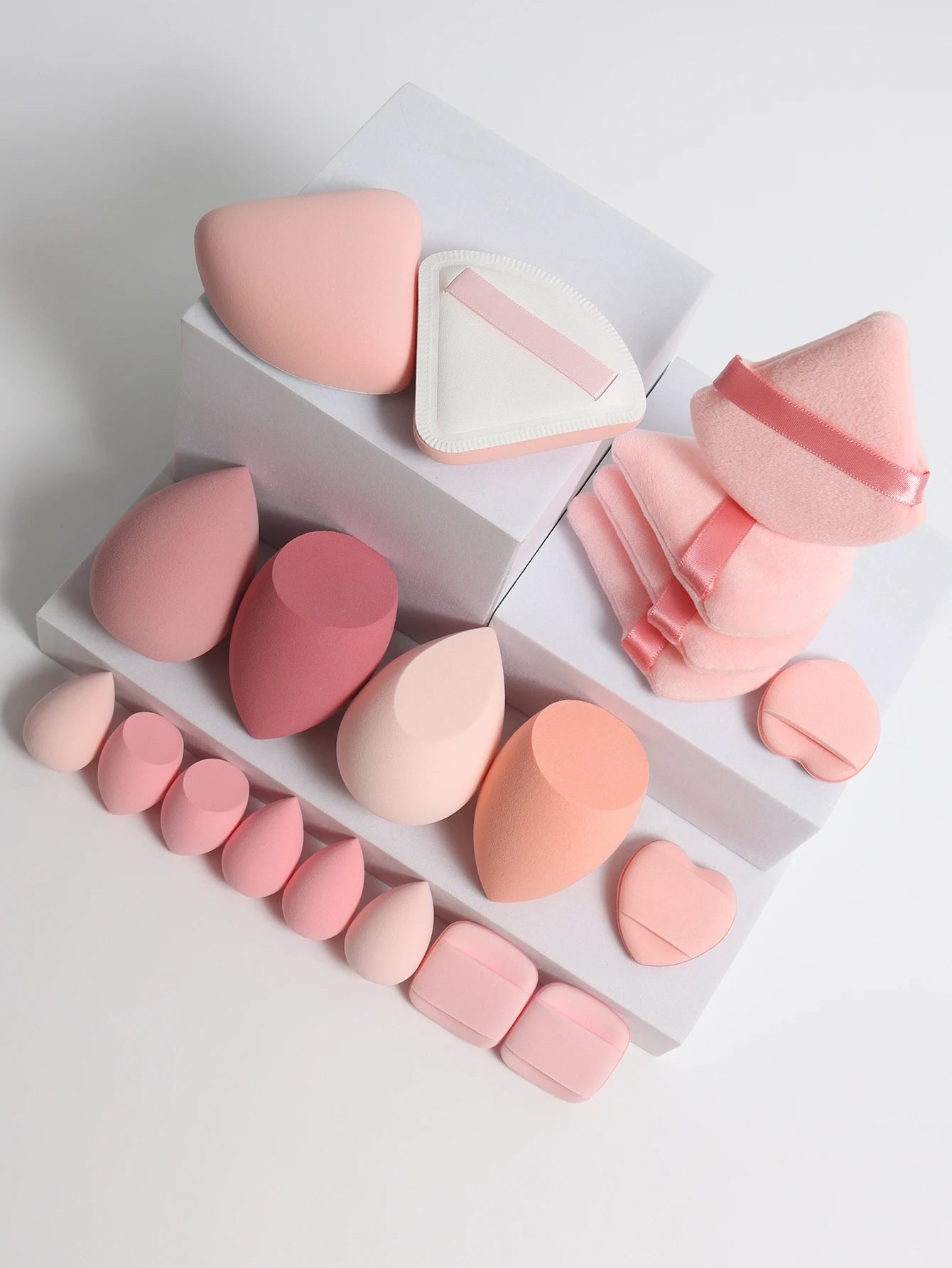 20-Piece Pink Makeup Sponge & Puff Set – For Cream, Powder & Concealer