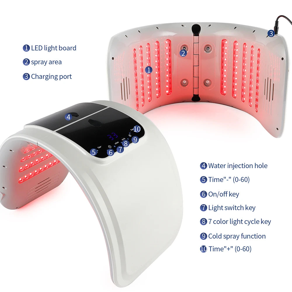 Foreverlily LED Face Mask PDT Machine – 7-Color Photon Therapy with Nano Spray