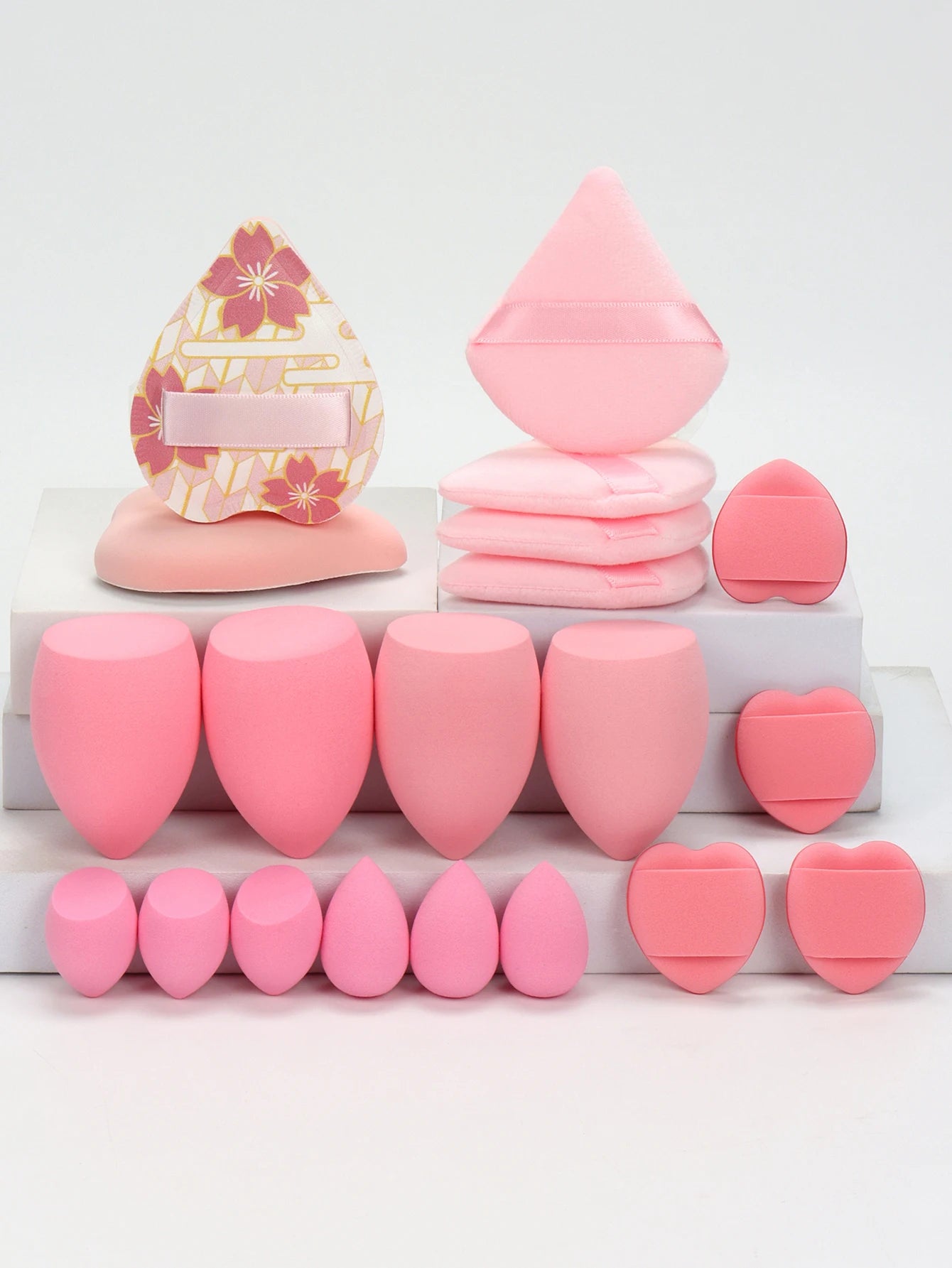 20-Piece Pink Makeup Sponge & Puff Set – For Cream, Powder & Concealer