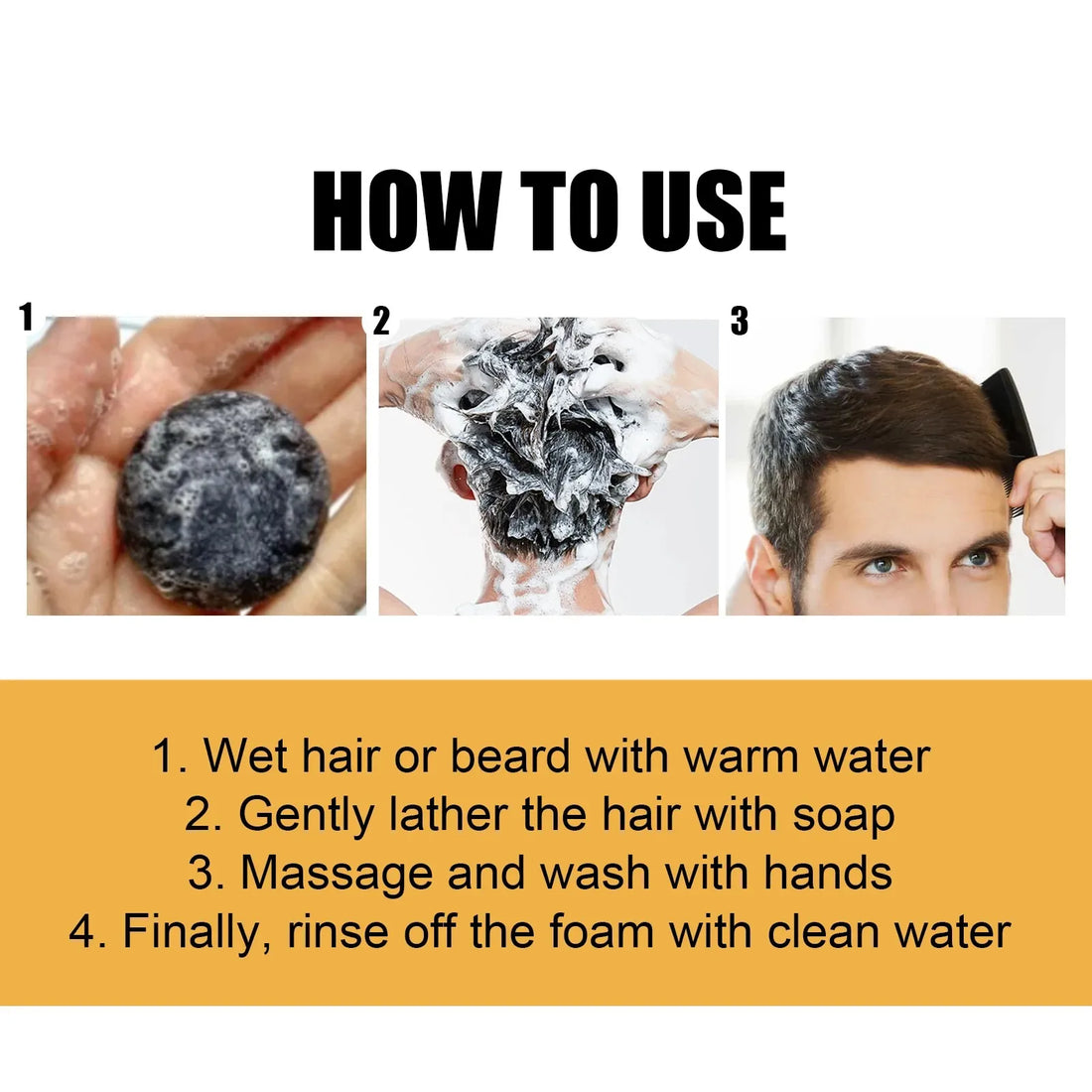 Polygonum Black Hair Shampoo Bar – Darkening & Repair Soap for Gray Hair (Unisex)