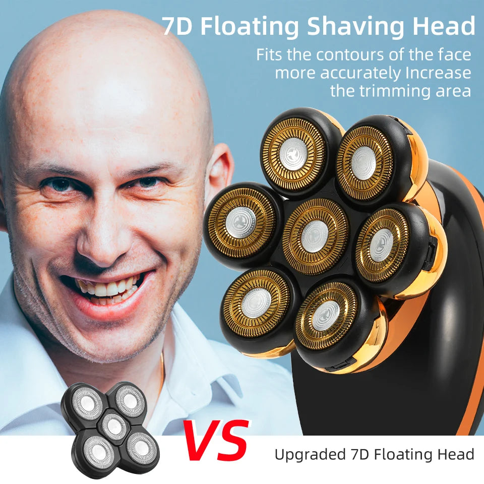 7D Electric Shaver for Men – Bald Head & Beard Trimmer