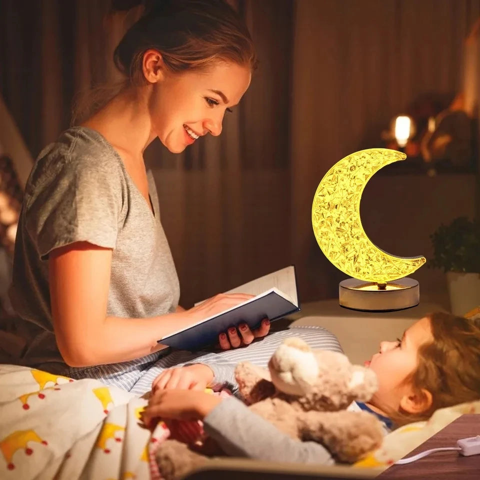 Crystal Touch Dimming Night Light – USB LED Bedside Lamp for Bedroom Décor