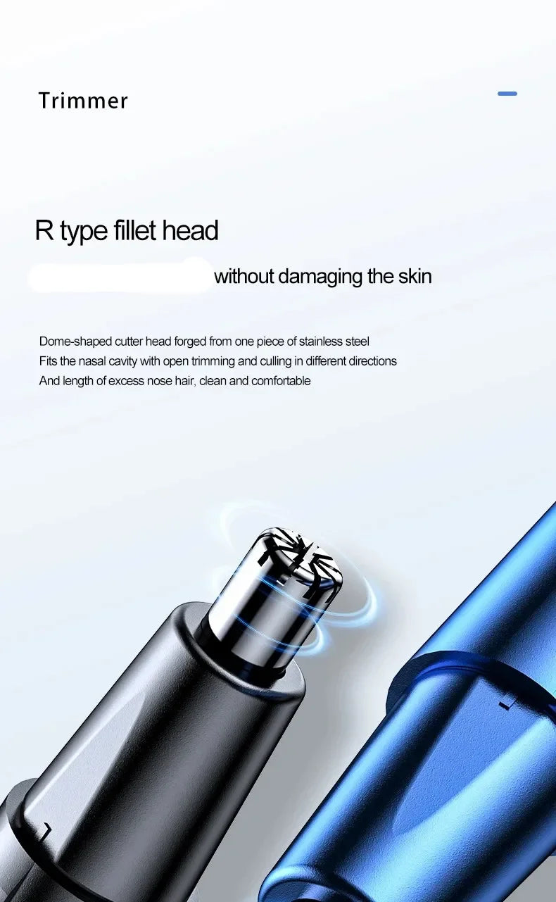 USB Rechargeable Nose & Ear Hair Trimmer – Metal Electric Shaver for Men & Women