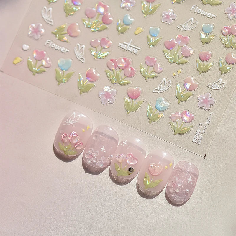 3D Jelly Flower Butterfly Nail Art Stickers T-4204