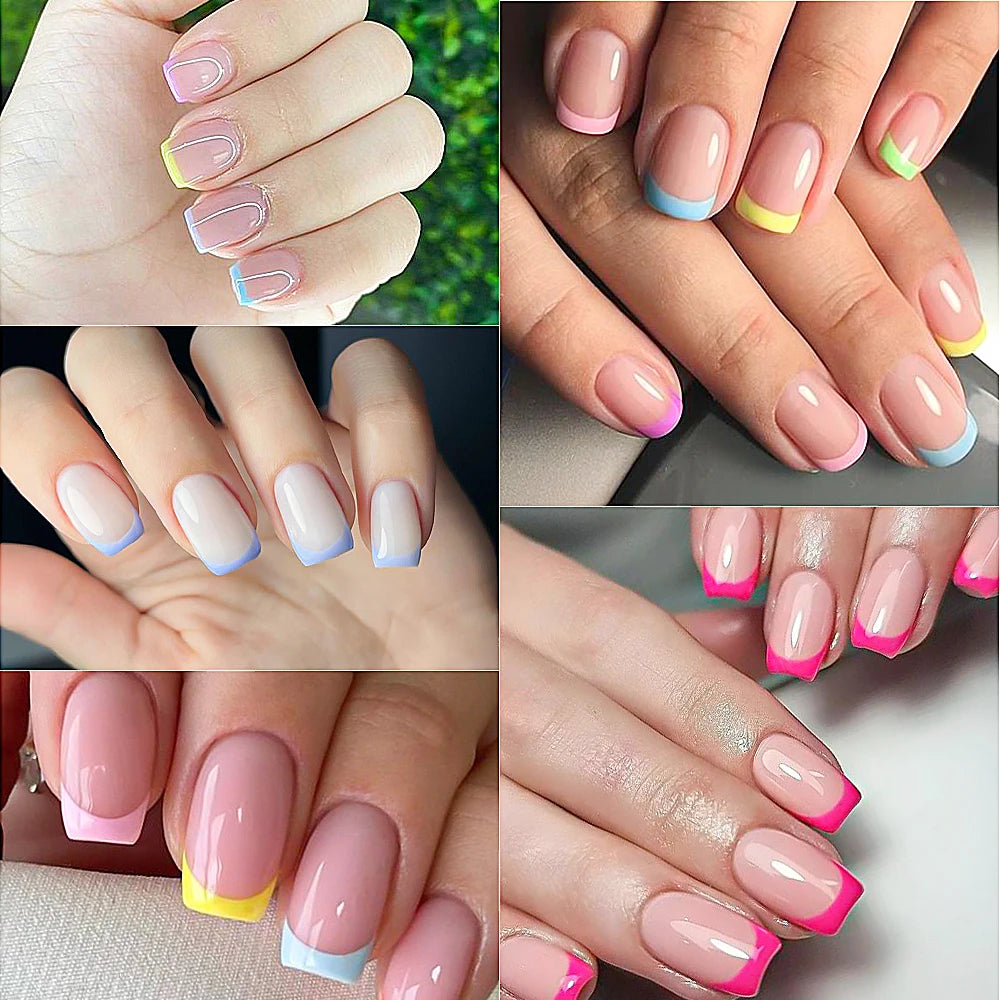 240/120pcs Colorful Short Square Press-On Nails