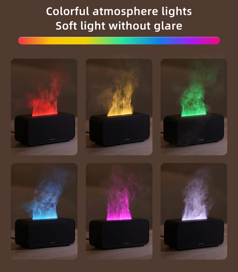 Flame Effect Aromatherapy Humidifier – Mini LED Diffuser with Timer