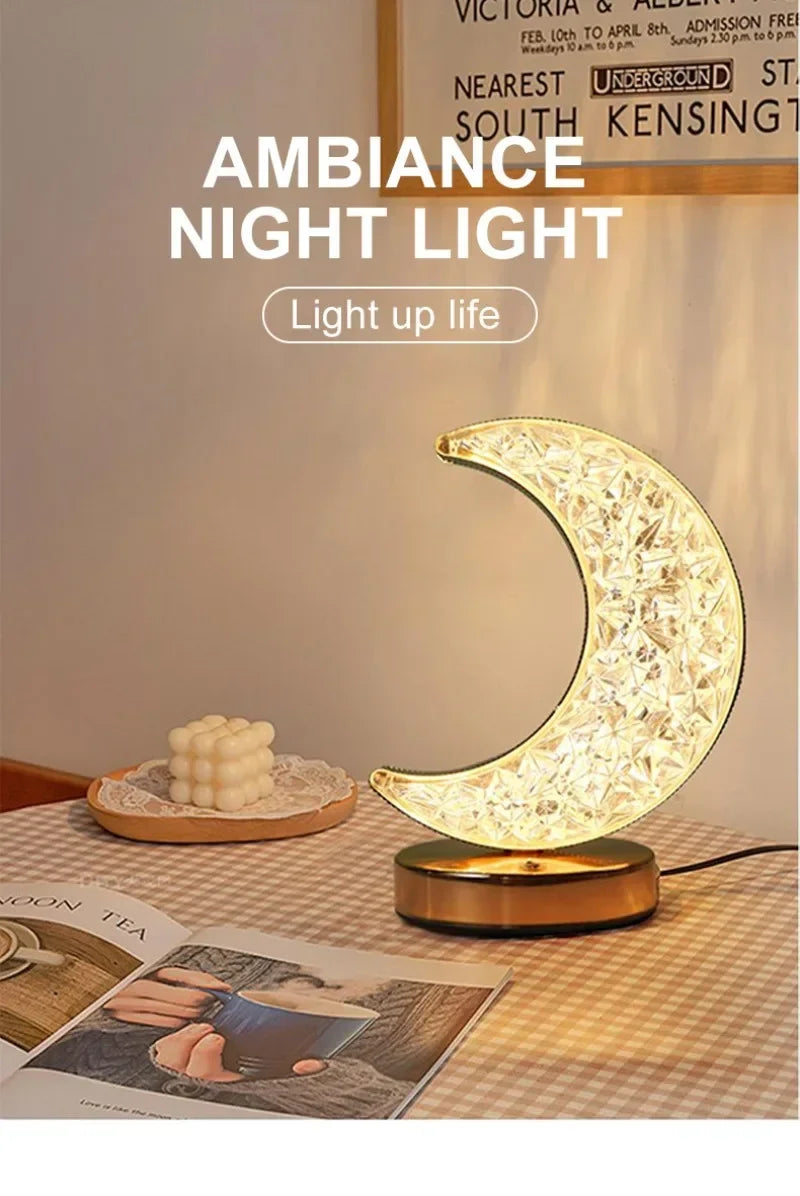 Crystal Touch Dimming Night Light – USB LED Bedside Lamp for Bedroom Décor