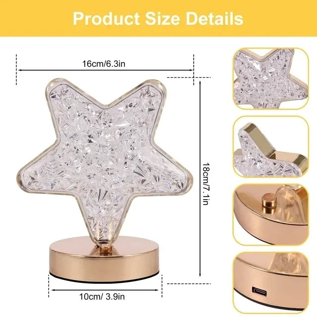 Crystal Touch Dimming Night Light – USB LED Bedside Lamp for Bedroom Décor