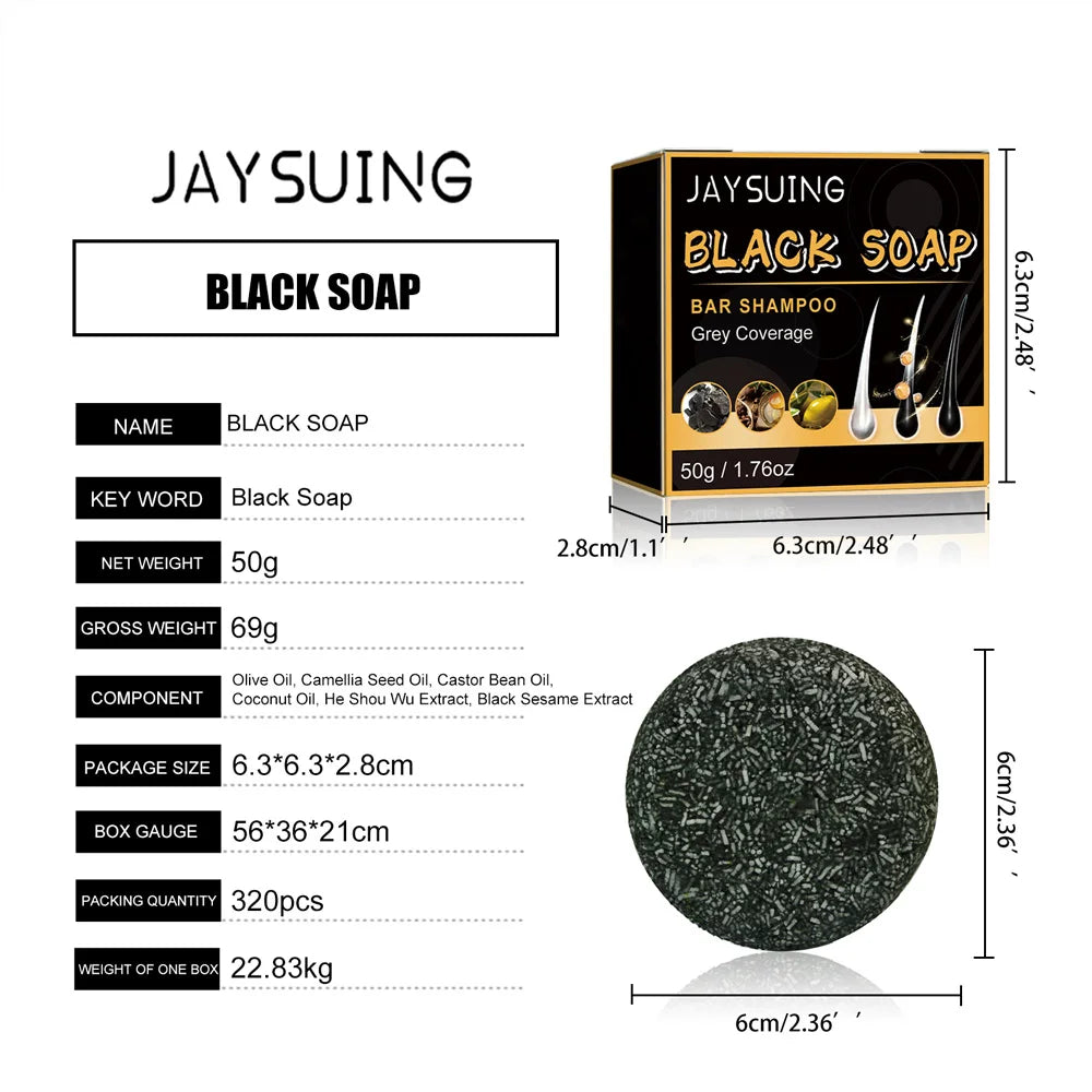 Polygonum Black Hair Shampoo Bar – Darkening & Repair Soap for Gray Hair (Unisex)