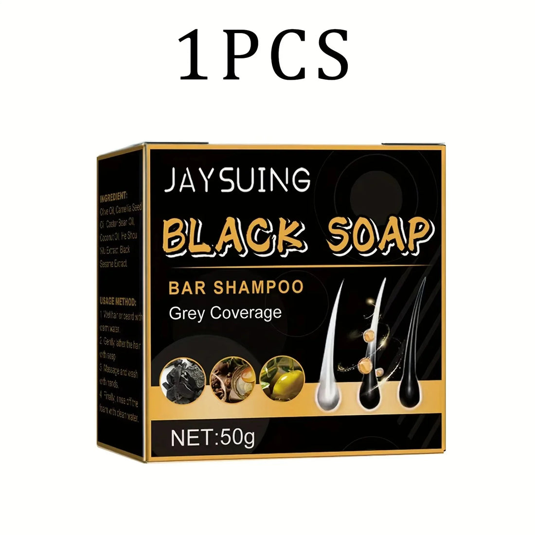 Polygonum Black Hair Shampoo Bar – Darkening & Repair Soap for Gray Hair (Unisex)