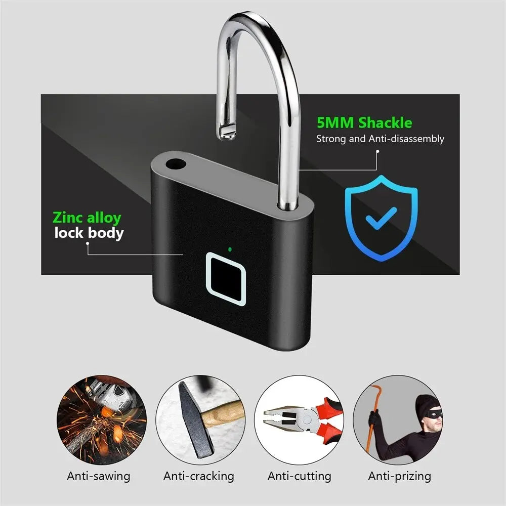 KERUI Smart Fingerprint Padlock – USB Rechargeable Waterproof Anti-Theft Lock