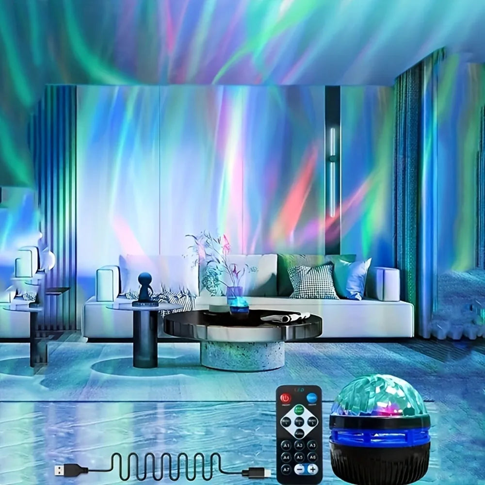 Northern Lights Starry Sky Projector – LED Night Light with Remote & USB