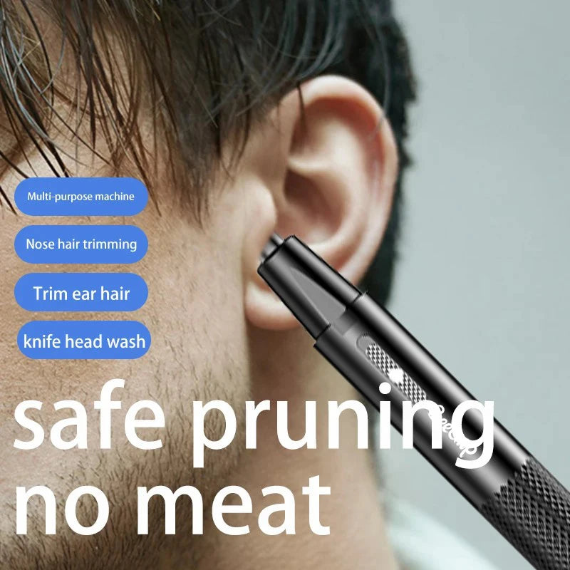 USB Rechargeable Nose & Ear Hair Trimmer – Metal Electric Shaver for Men & Women