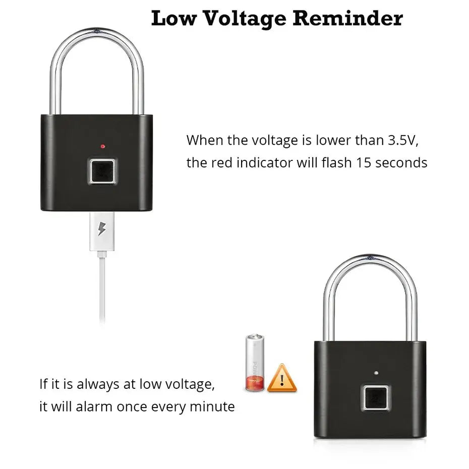 KERUI Smart Fingerprint Padlock – USB Rechargeable Waterproof Anti-Theft Lock