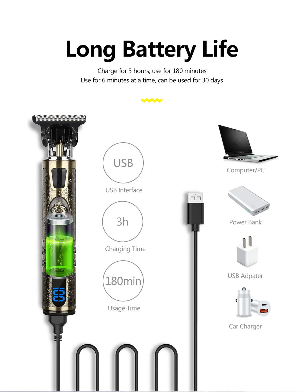 T9 LCD Electric Hair Trimmer – Precision Carving & Shaving Clipper for Men